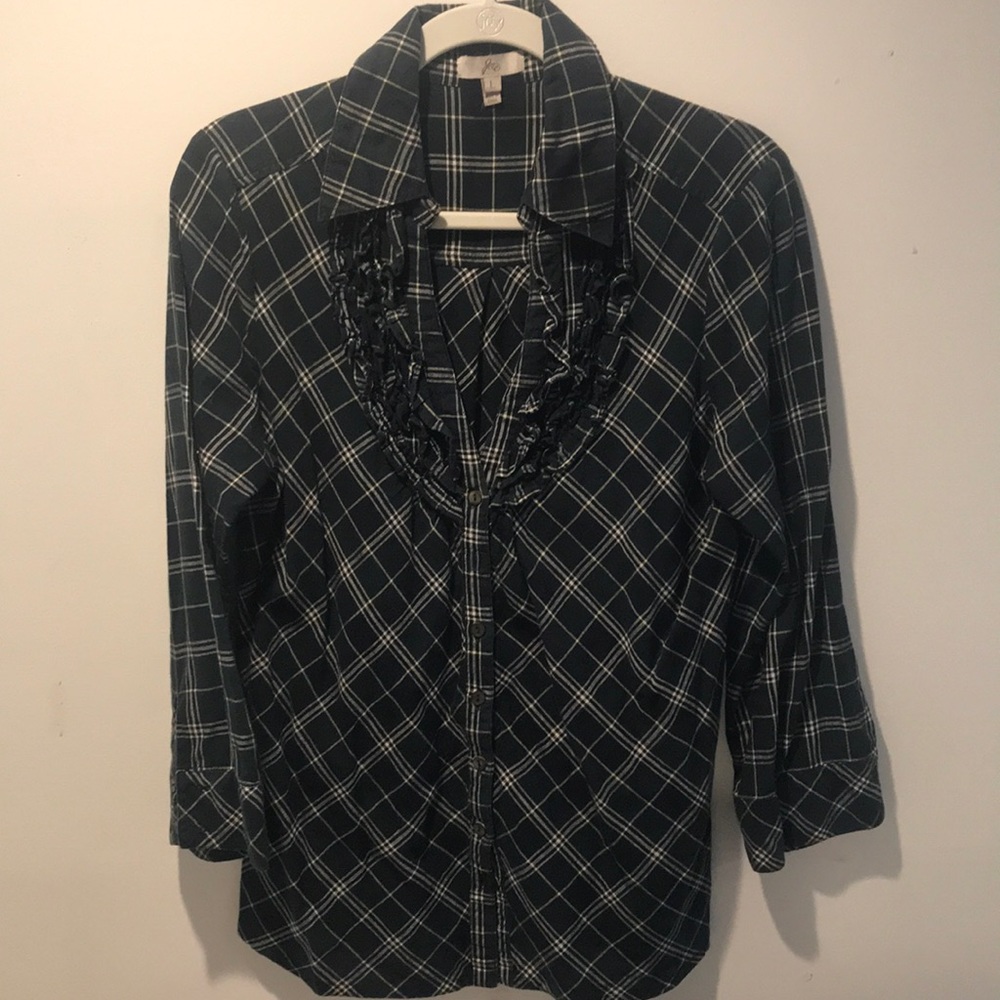 Joie Fara B Green Plaid Blouse